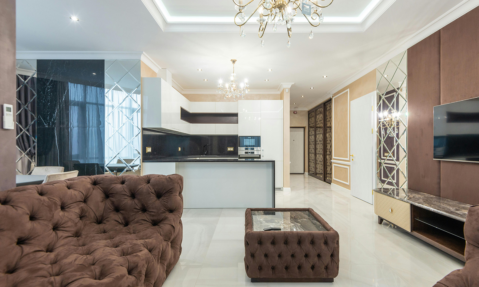Modern master bedroom interior with calming neutral material palette